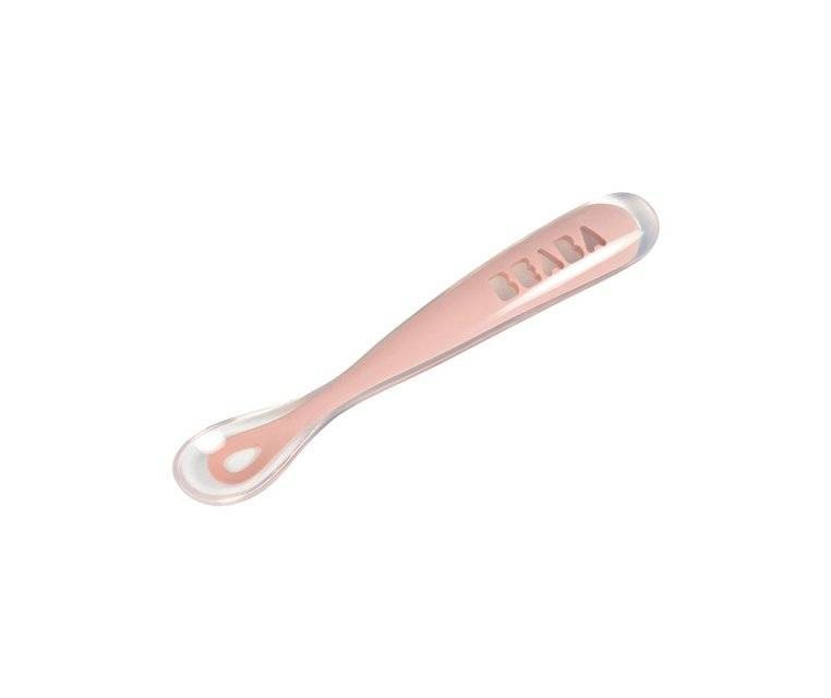 Bezpieczna łyżeczka silikonowa Beaba old pink 4m+