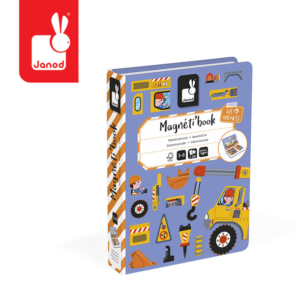 Układanka magnetyczna Magnetibook Plac budowy, dla dzieci, 3-8 lat, Janod