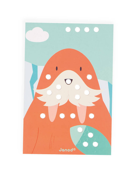 Układanka drewniana mozaika Zwierzątka - zabawka kreatywna 3 lata+, Janod