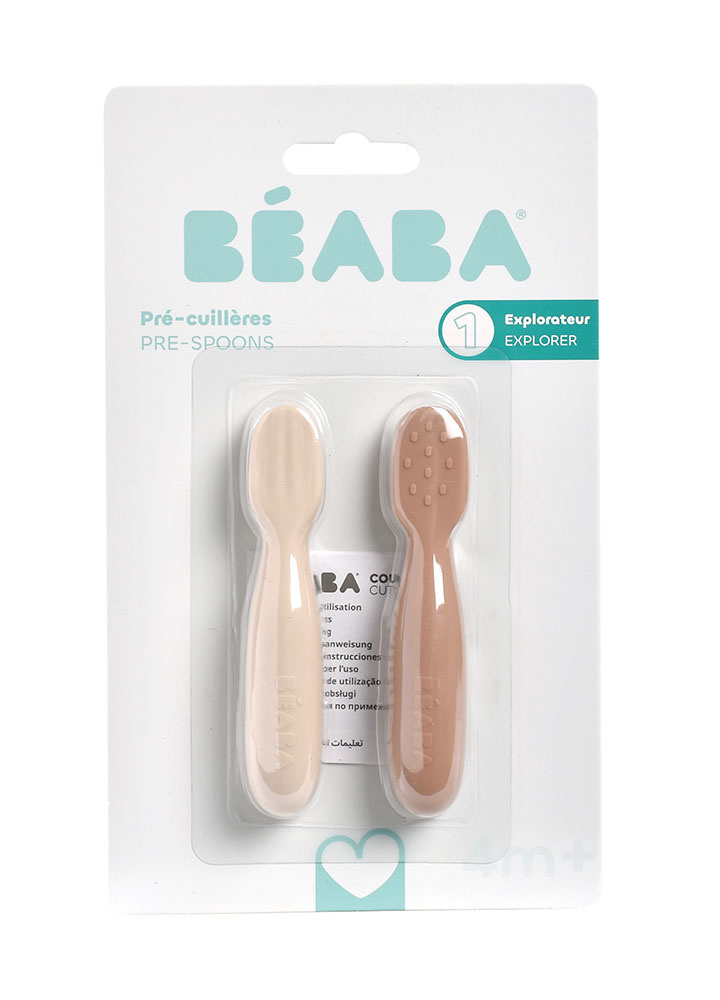 Zestaw pierwszych sztućców łyżeczka gryzak Beaba 4m+ Praline Clay