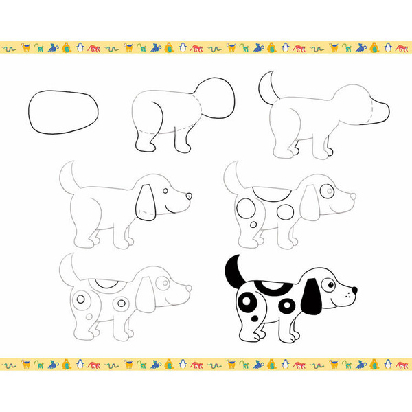 Zestaw kreatywny Rysowanie krok po kroku Zwierzęta 6+, Janod