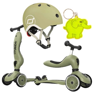 Zestaw: Scoot and Ride HK1 2w1 jeździk i hulajnoga dla dzieci 1-5 lat, kolor: Olive + kask rozm. XXS-S