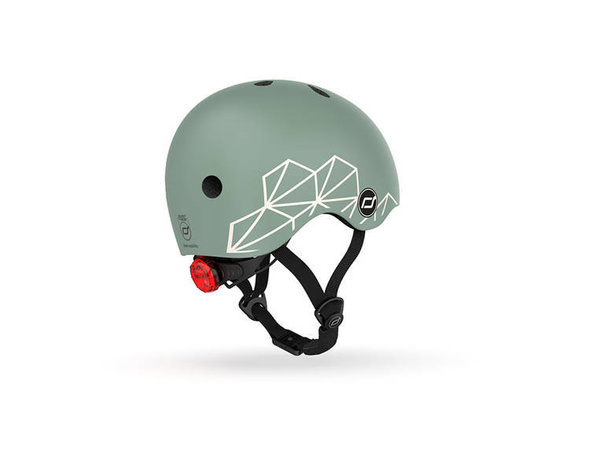 Zestaw: Scoot and Ride Kask dla dzieci 1-5 lat rozm. XXS-S, kolor: Green Lines + ochraniacze rozm. XXS, kolor: Black