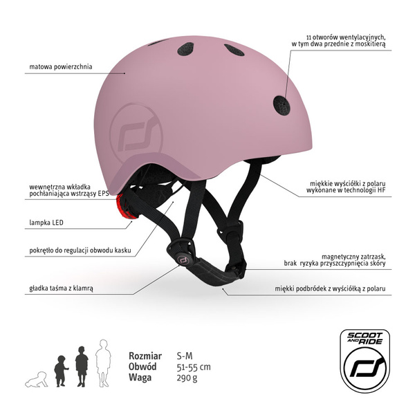 Scoot and Ride Kask dla dzieci 3+ rozm. S-M, kolor: Wildberry