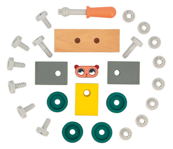 Samochód - cysterna do składania drewniany Miś Brico ‘Kids, 2 lata+, Janod