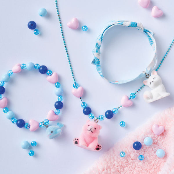 Zestaw kreatywny do tworzenia biżuterii z zawieszkami Małe zwierzątka, dla dzieci, 6+, Janod