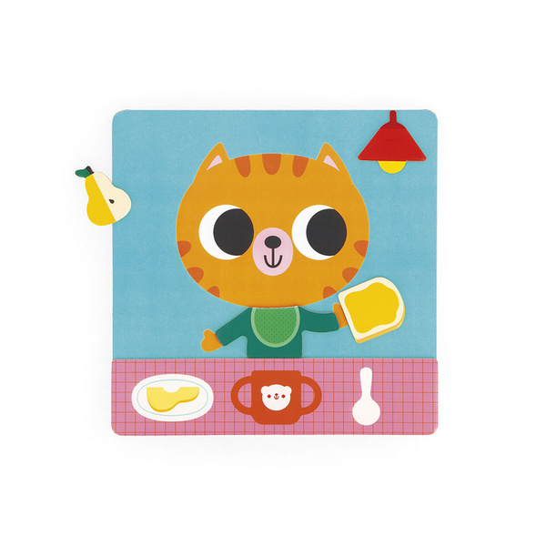 Magnetyczna układanka Plan dnia Kot, drewniana, dla dzieci, 2 lata+, Janod