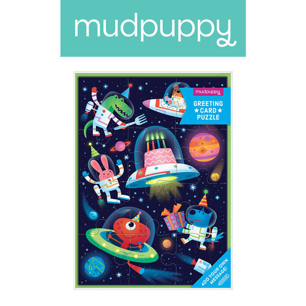 Puzzle-kartka z życzeniami Kosmos 12 elementów 3+, Mudpuppy