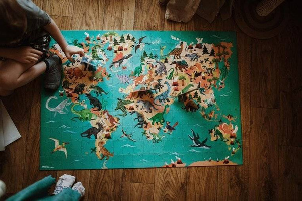 Puzzle edukacyjne z figurkami 3D Dinozaury 200 elementów 6+, Janod