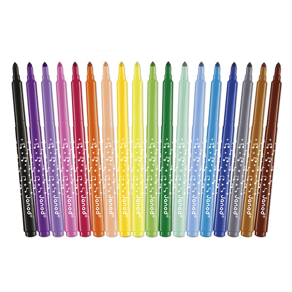 Zestaw kreatywny - Flamastry z filcową końcówką 18 kolorów, 3 lata+, Janod