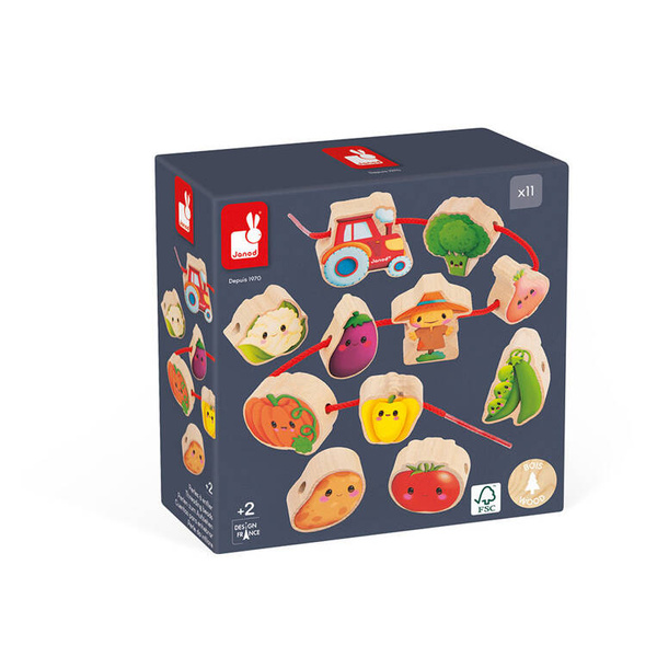 Nawlekanka z drewnianymi warzywami Farma dla dzieci 2 lata+, Janod