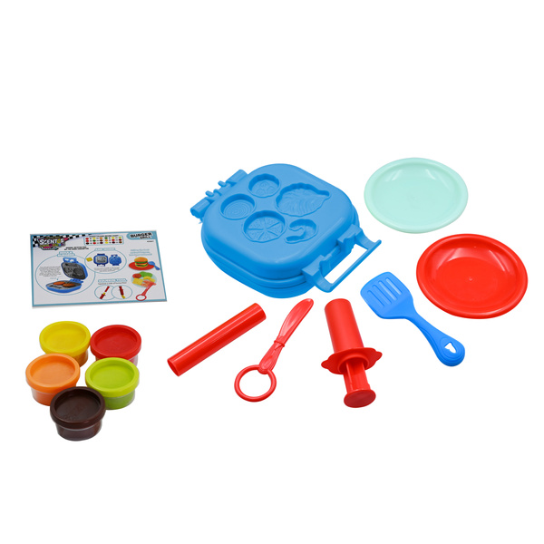 Ciastolina Burger Grill - zestaw 12 szt., dla dzieci, 3 lata+, Scentos