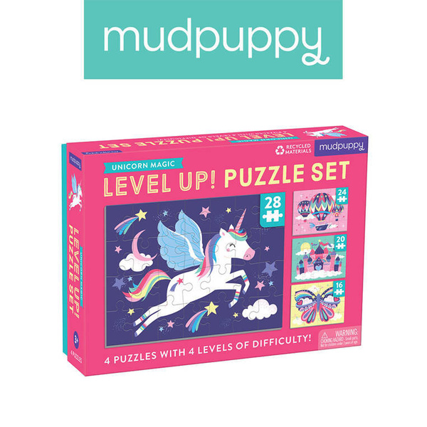 Puzzle progresywne Magia jednorożców 16, 20, 24 i 28 elementów 3+, Mudpuppy