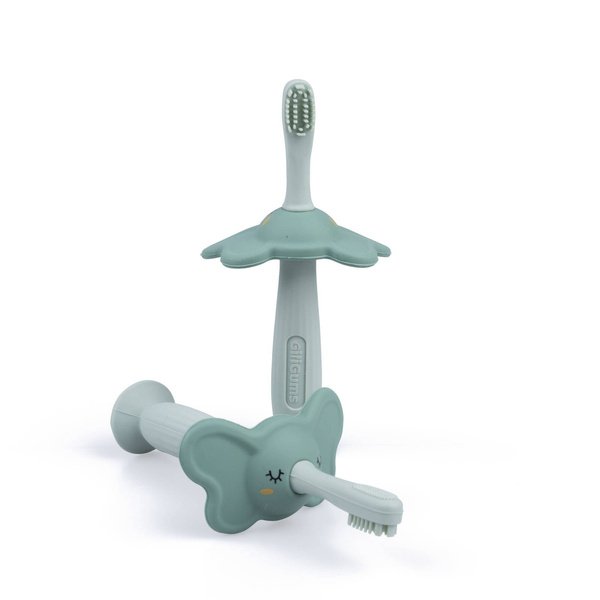 Silikonowa Szczoteczka Słoń Zielona 2w1, Giligums
