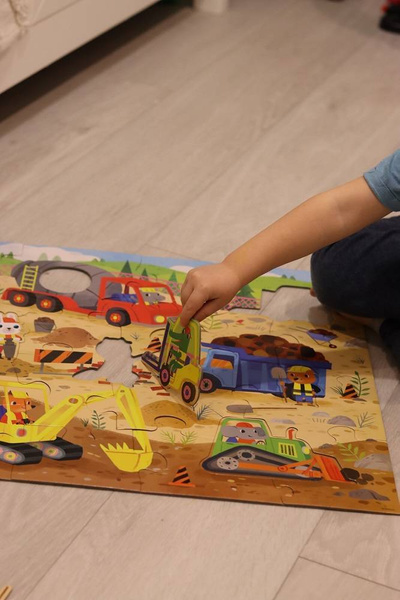 Puzzle podłogowe Plac budowy z unikalnymi kształtami 25 elementów 2+, Mudpuppy