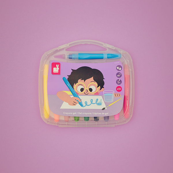 Zestaw kreatywny - Kredki żelowe 10 kolorów, dla dzieci, 3 lata+, Janod