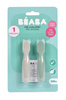 Zestaw 2 silikonowych łyżeczek-gryzaków Sage green/velvet grey 4 m+, Beaba