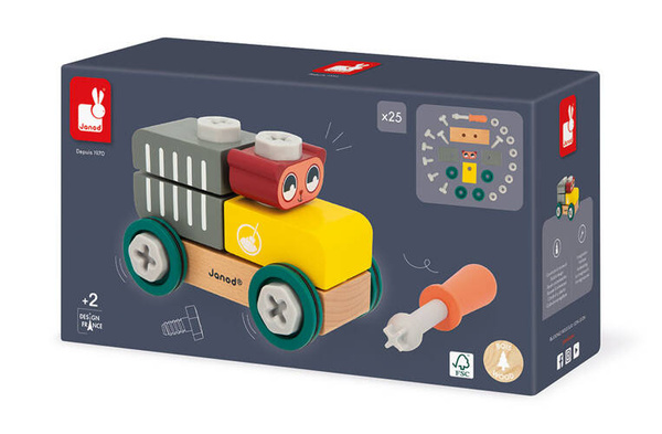 Samochód - cysterna do składania drewniany Miś Brico ‘Kids, 2 lata+, Janod