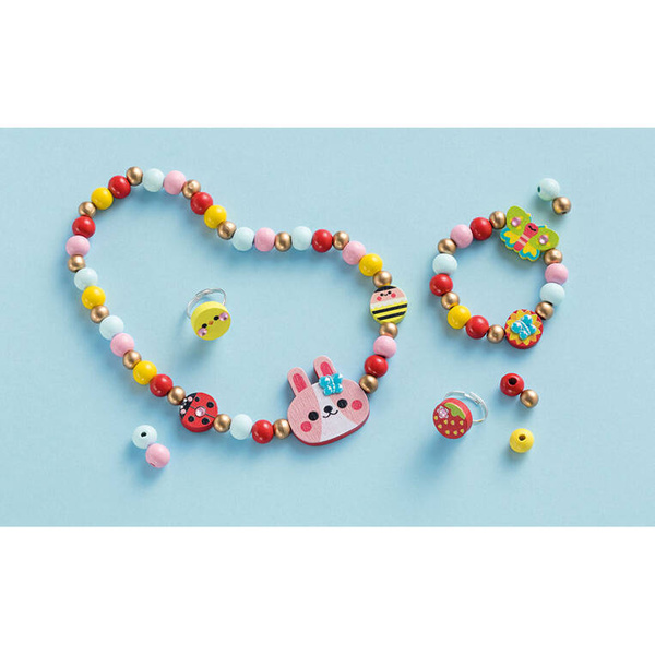 Zestaw kreatywny do tworzenia biżuterii z drewna Ogród kwiatów 4+, Janod