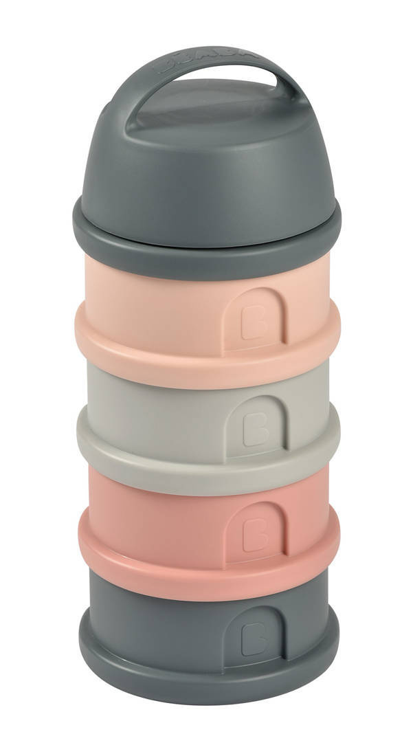 BEABA pojemniki na mleko w proszku 4 komory mineral grey/pink wielofunkcyjne