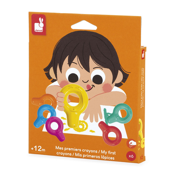 Zestaw kreatywny - Pierwsze kredki świecowe z uchwytem 6 kolorów, 12 m+, Janod