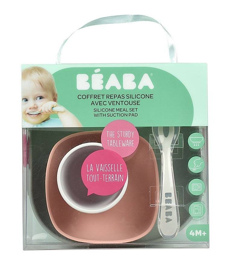 Komplet naczyń silikonowych z przyssawką Beaba eucalyptus