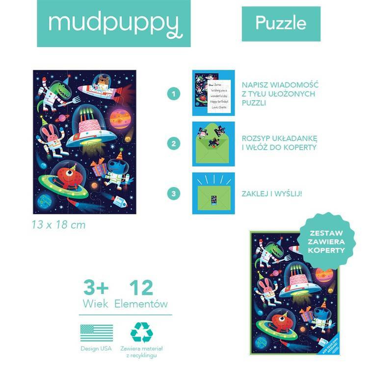 Puzzle Kosmos Mudpuppy - kolorowy motyw kosmiczny