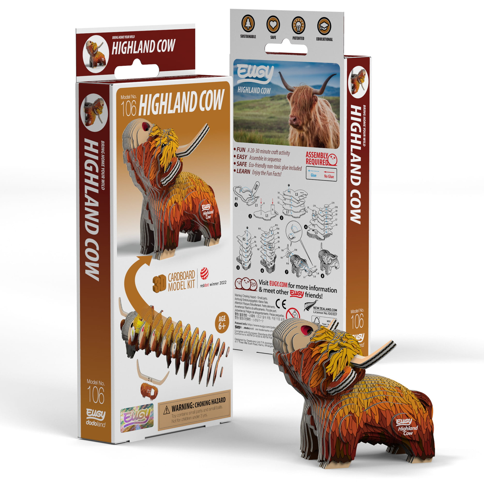 Puzzle 3D Szkocka Krowa Eugy – kreatywna układanka dla dzieci