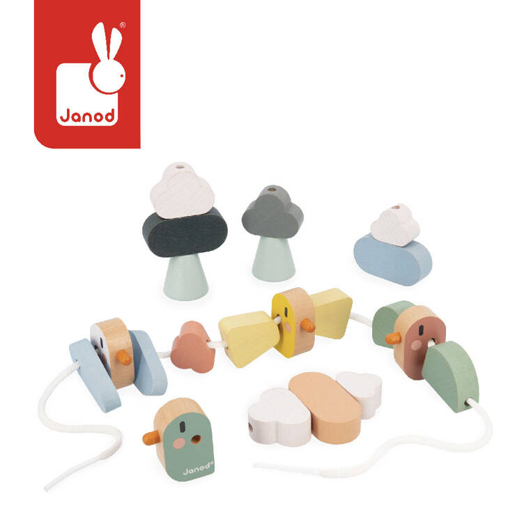 Nawlekanka drewniana Sweet Cocoon Janod – pastelowe kolory i drewno FSC