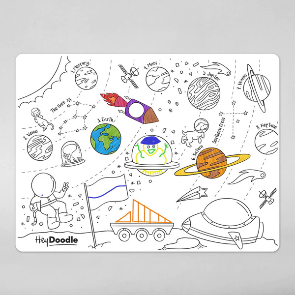 Mata Silikonowa Duża do Kolorowania A3 - Kosmos, dla dzieci 3+, HeyDoodle