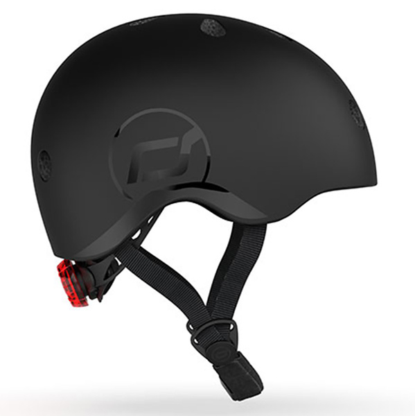 Zestaw: Scoot and Ride Kask dla dzieci 3+ rozm. S-M, kolor: Black (czarny) + ochraniacze rozm. S