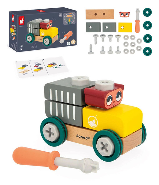 Samochód - cysterna do składania drewniany Miś Brico ‘Kids, 2 lata+, Janod