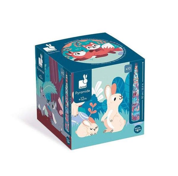 Piramida wieża okrągła 10 kostek Leśne zwierzęta, Janod