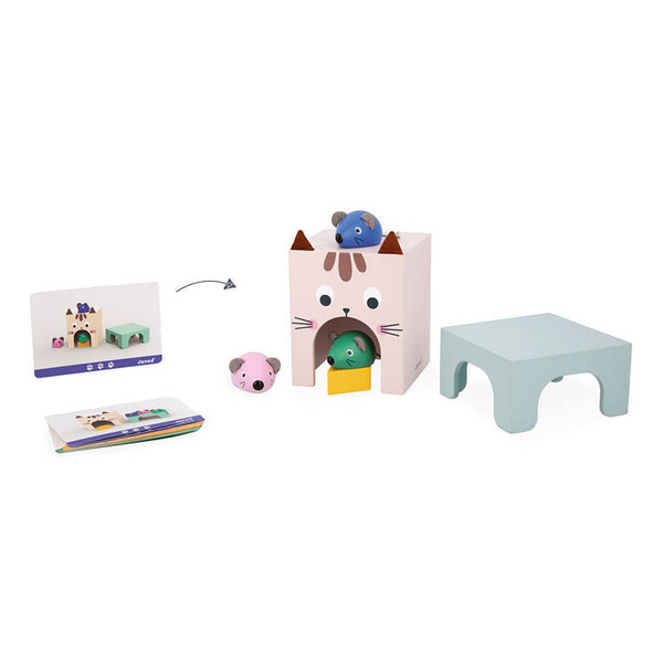 Drewniana układanka Orientacja w przestrzeni Kot i mysz 3+, Janod