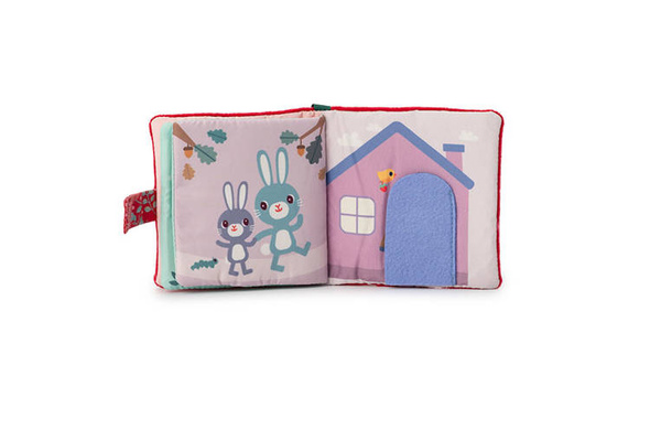 Miękka mini-książeczka wielofunkcyjna z silikonowym gryzakiem Czerwony Kapturek 6 m+, Lilliputiens