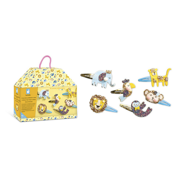 Zestaw kreatywny do tworzenia biżuterii Brokatowe spinki Egzotyczne zwierzęta 5+, Janod