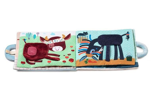 Miękka książeczka aktywizująca z mini - przytulankami „Baby boom” Farma 18 m+, Lilliputiens