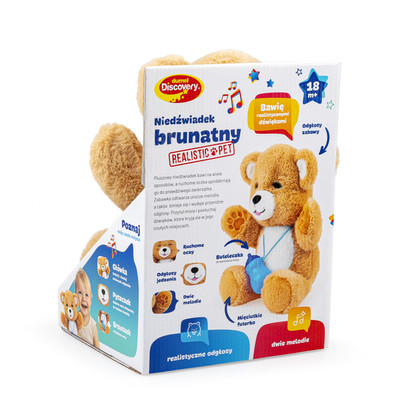 Zabawka interaktywna - Niedźwiadek Brunatny, dla dzieci, 18 m+, Dumel