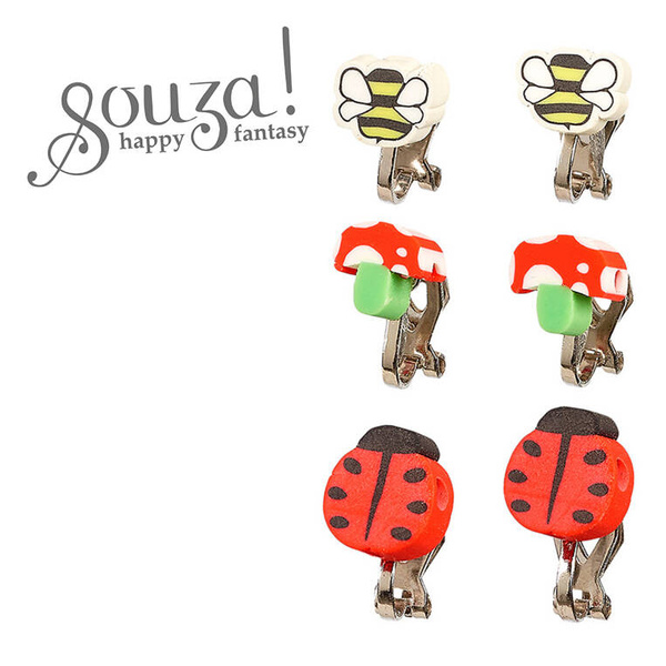 Klipsy do uszu dla dziewczynek biedronki Hasse, 3 pary, 4 lata+, Souza!