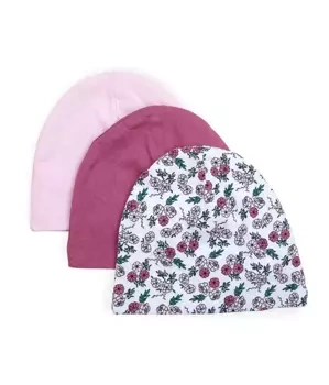 Sinsay Czapka dziewczęca z motywem kwiatowym i gładkie, 3-pak