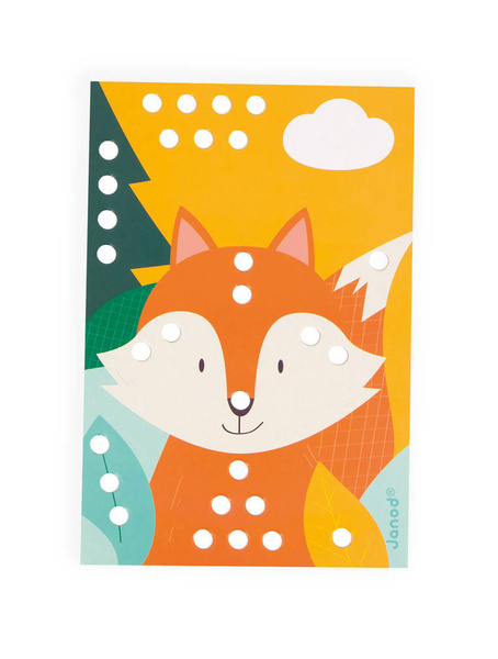 Układanka drewniana mozaika Zwierzątka - zabawka kreatywna 3 lata+, Janod