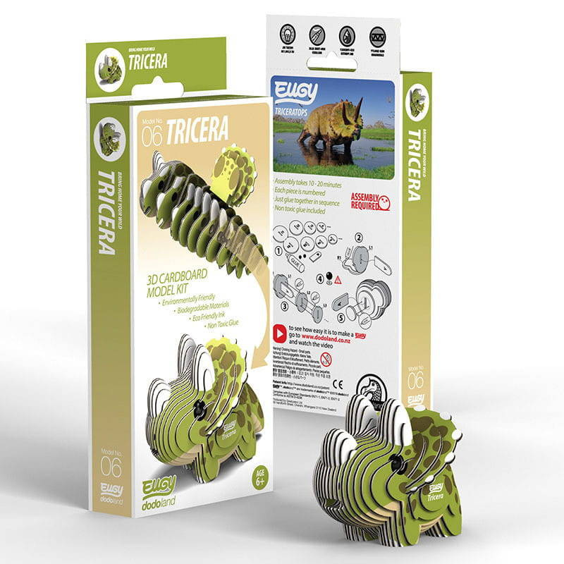 Układanka Puzzle 3D Dinozaur Tricera Eugy ekologiczna zabawka