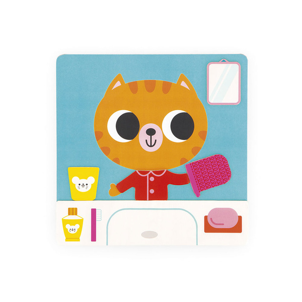 Magnetyczna układanka Plan dnia Kot, drewniana, dla dzieci, 2 lata+, Janod