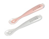 Zestaw 2 łyżeczek silikonowych w podróżnym etui 4 m+ Old Pink, Beaba