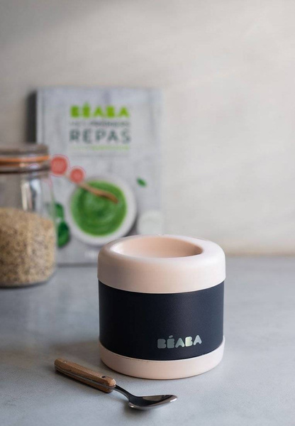 Pojemnik - termos obiadowy ze stali nierdzewnej z hermetycznym zamknięciem duży 500 ml light pink/night blue, Beaba