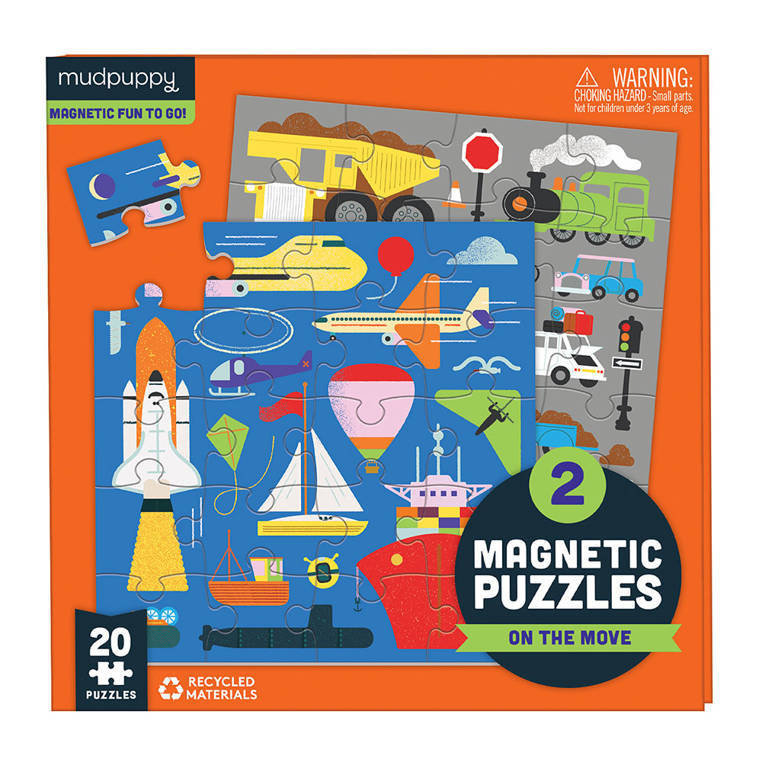 Puzzle magnetyczne Mudpuppy 2w1 Środki transportu - edukacyjne puzzle dla dzieci 4+