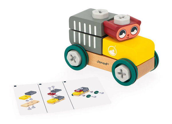 Samochód - cysterna do składania drewniany Miś Brico ‘Kids, 2 lata+, Janod