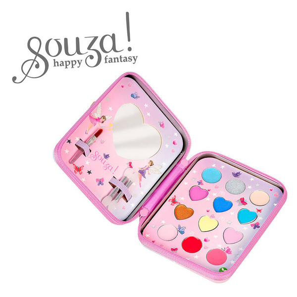 Kosmetyki do makijażu dla dzieci w etui z suwakiem i lusterkiem 15 el., 3+, Souza!