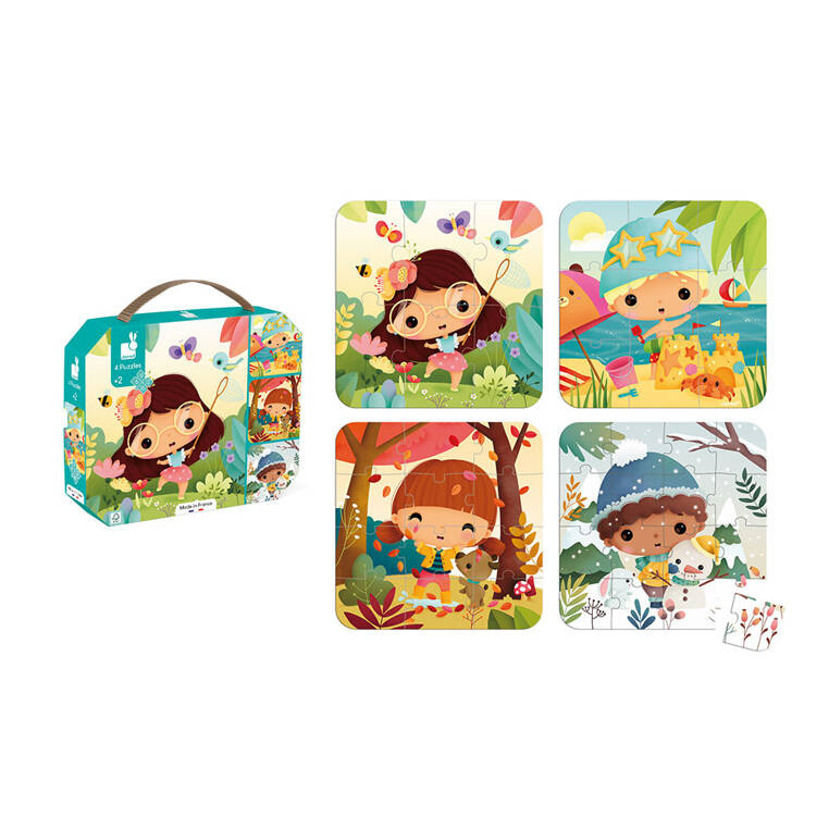 Puzzle progresywne Pory roku Janod – edukacyjne puzzle dla dzieci 2+