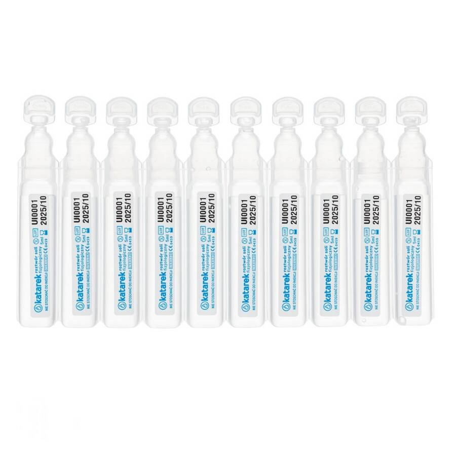 Sól fizjologiczna ampułki Katarek Secure+ 20x5ml - przezroczyste ampułki